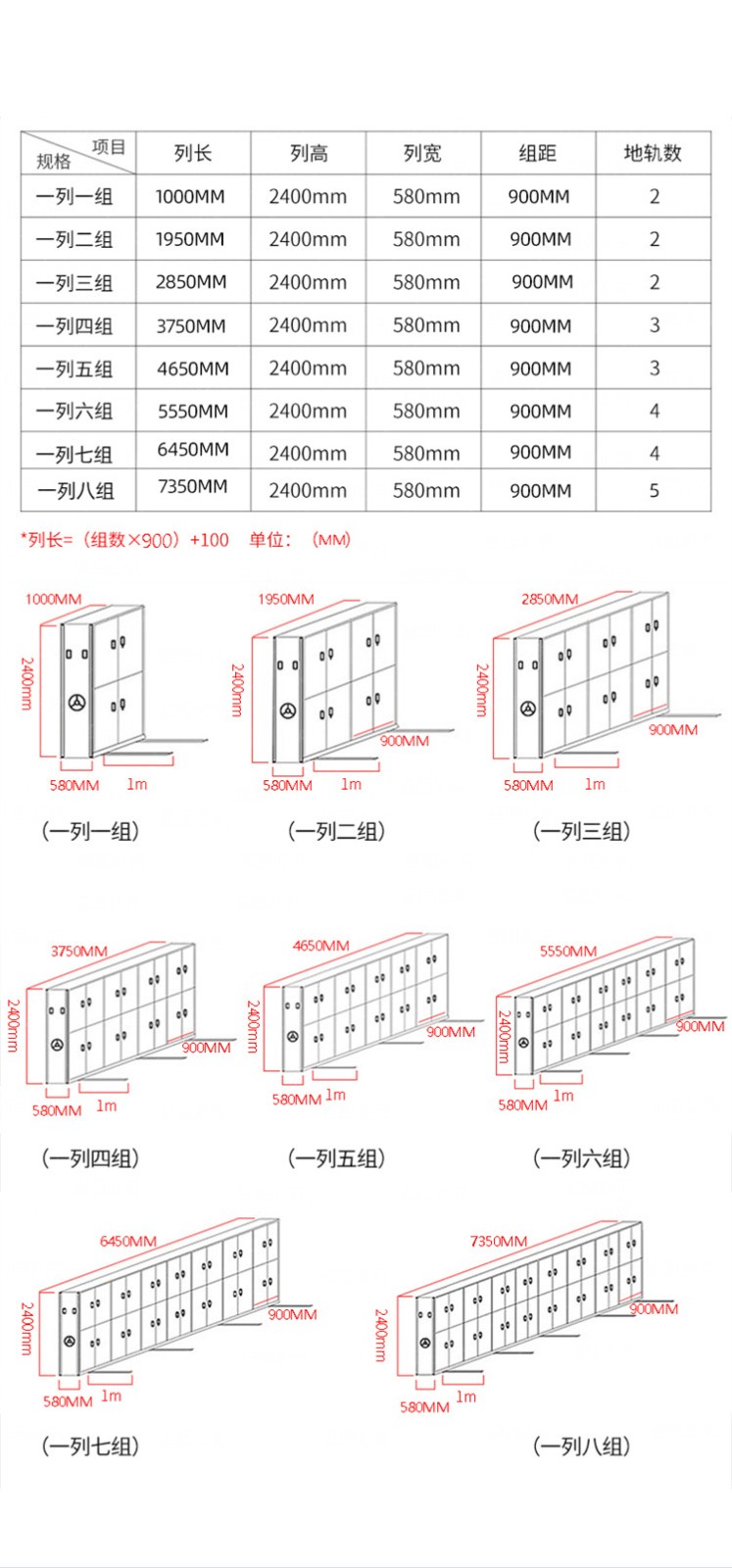 凌讯智能档案密集柜规格尺寸